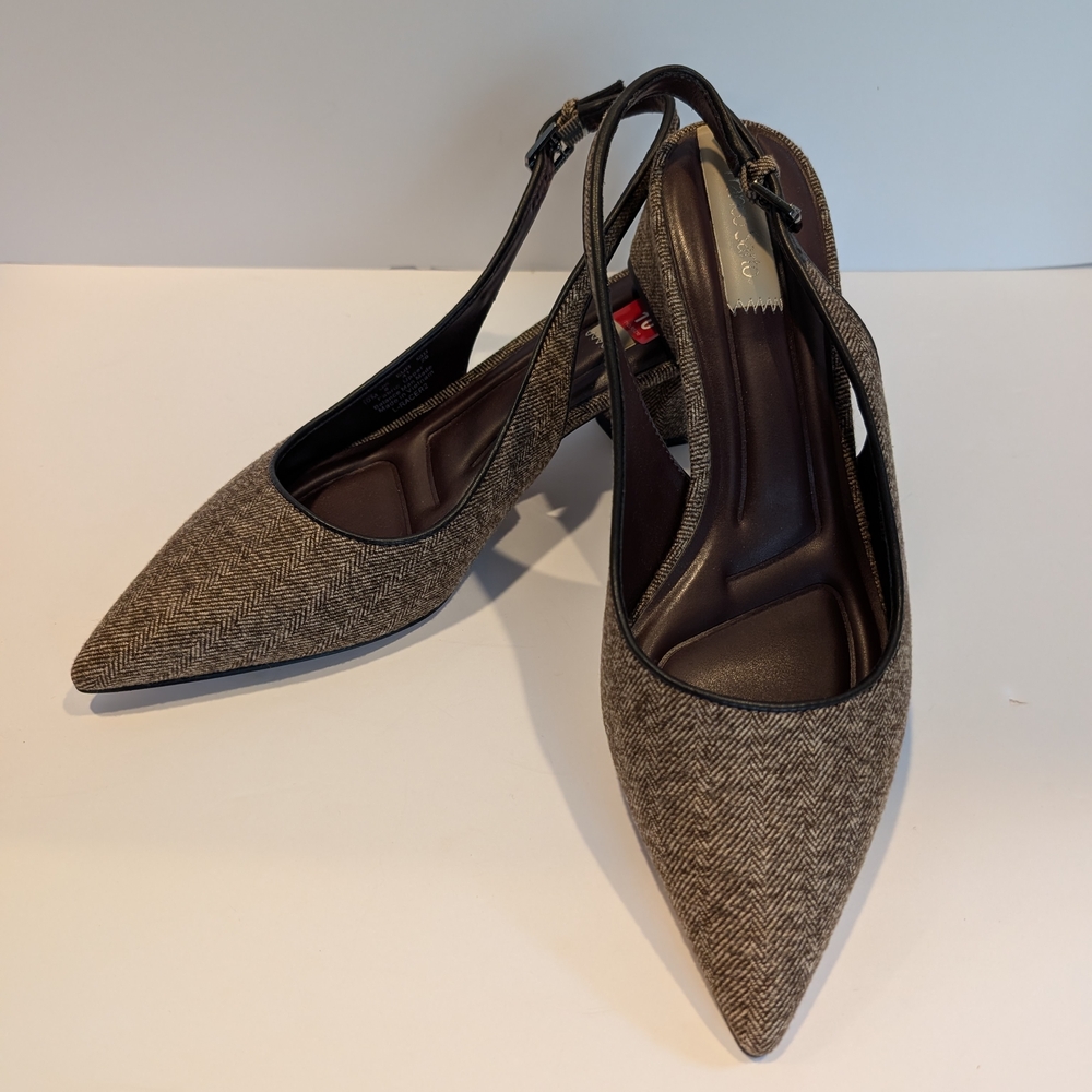 New In Box Franco Sarto Shoes - 10 Brown Tweed Heels